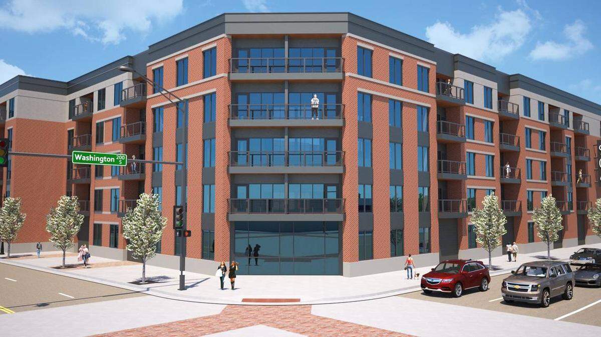 The mock-up that Vantage Point Properties provided last year of the luxury apartments, called Vantage 906, that it plans to build at Washington and Waterman