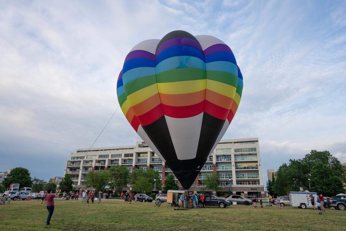 A hot air balloon was blown up during the 51st Wichita Riverfest on Saturday evening.