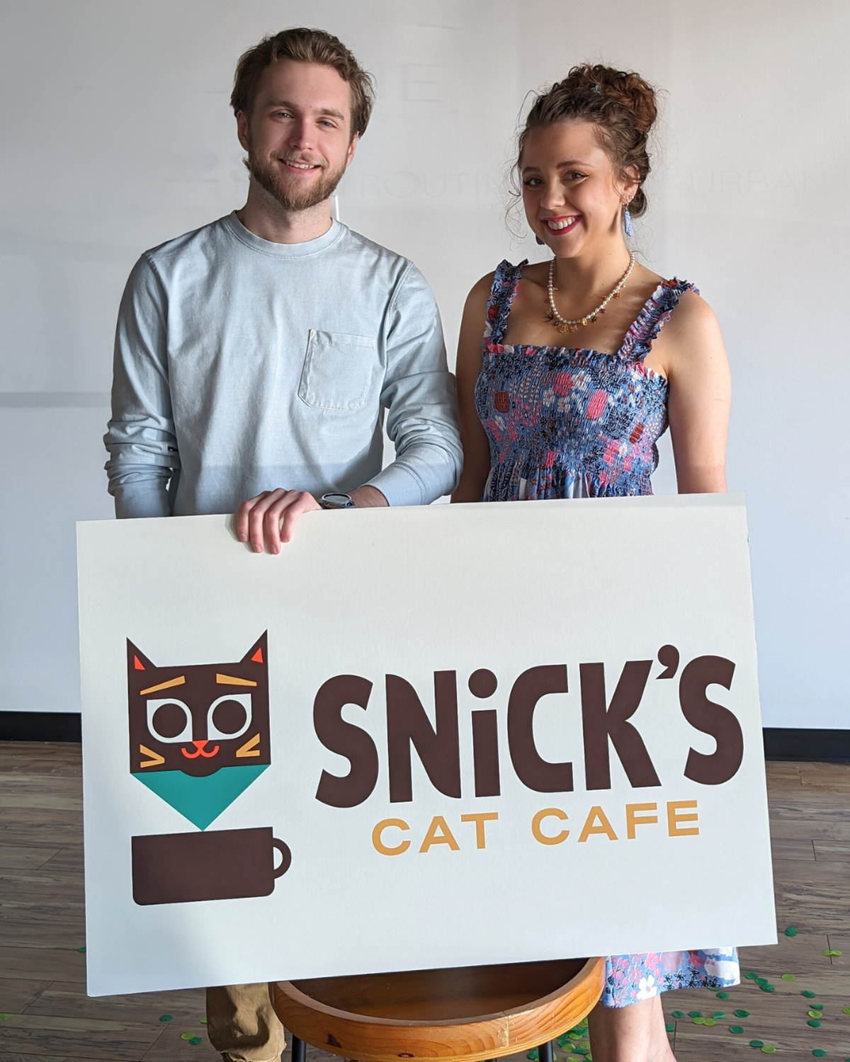 Noah Souza and Julia Hardenburger plan to open their new Snick’s Cat Cafe this summer at the Shops at Tallgrass.