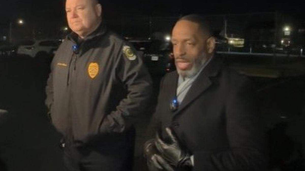 Wichita Police Chief Joe Sullivan and Public Information Officer Andrew Ford address members of the media after a Tuesday morning shooting in northeast Wichita involving a man and an officer.