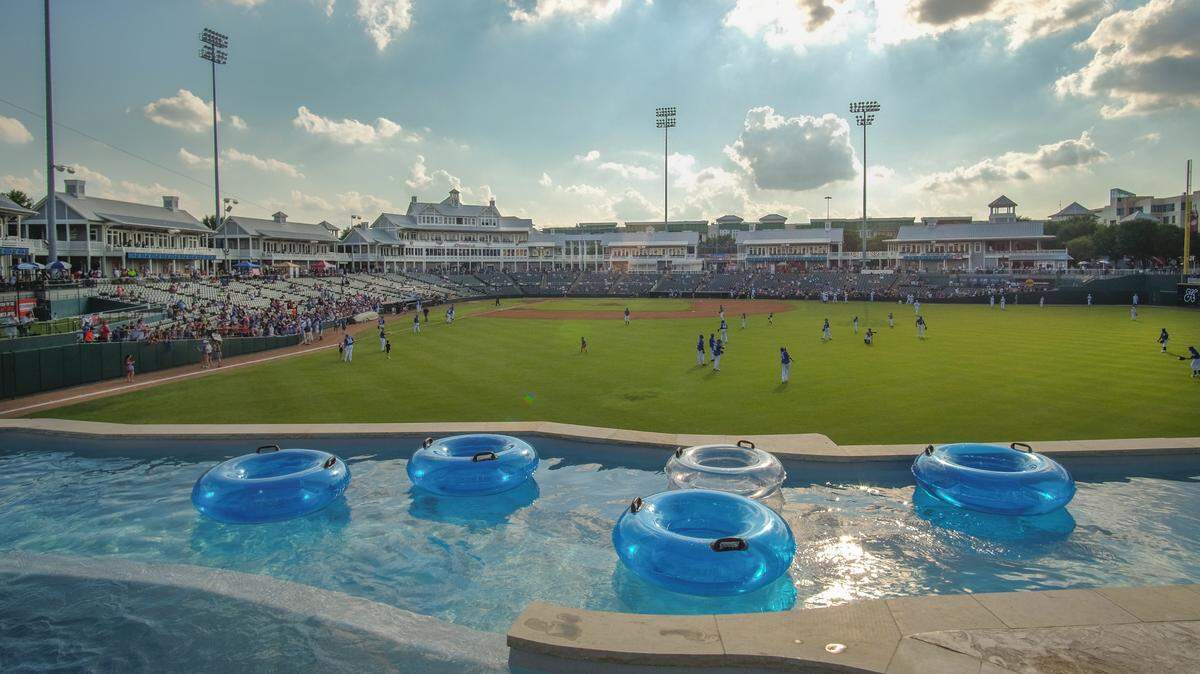 Frisco’s Dr. Pepper Ballpark has an outfield lazy river.