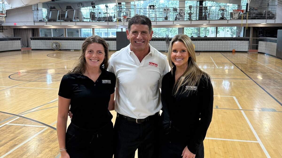 Rodney Steven II, center, with his daughter, Vanessa, left, and regional operations manager Riley Lynch, right, at the North Little Rock Athletic Club in Arkansas that he just purchased and plans to completely remodel.