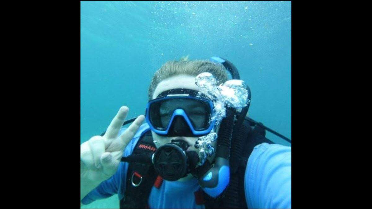 Arlo Eichbauer scuba diving, a passion he picked up in the last couple of years.