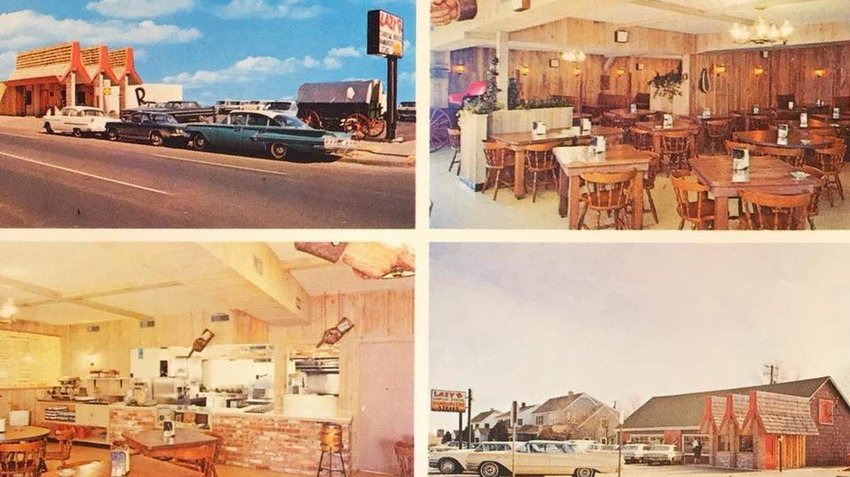 This postcard shows two Lazy R restaurants in the 1960s: the original at 5405 E Central, which opened in February 1963, and Lazy R No. 2 at at 608 N Broadway, which opened in November of that year.