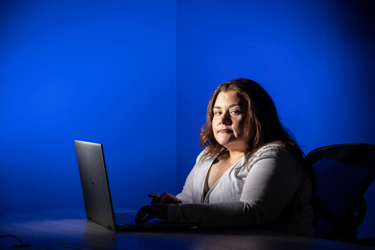 Michelle Escobar is taking online courses through the University of Kansas to retrain herself to work in the information technology field. Escobar has recently been working a a dental assistant.