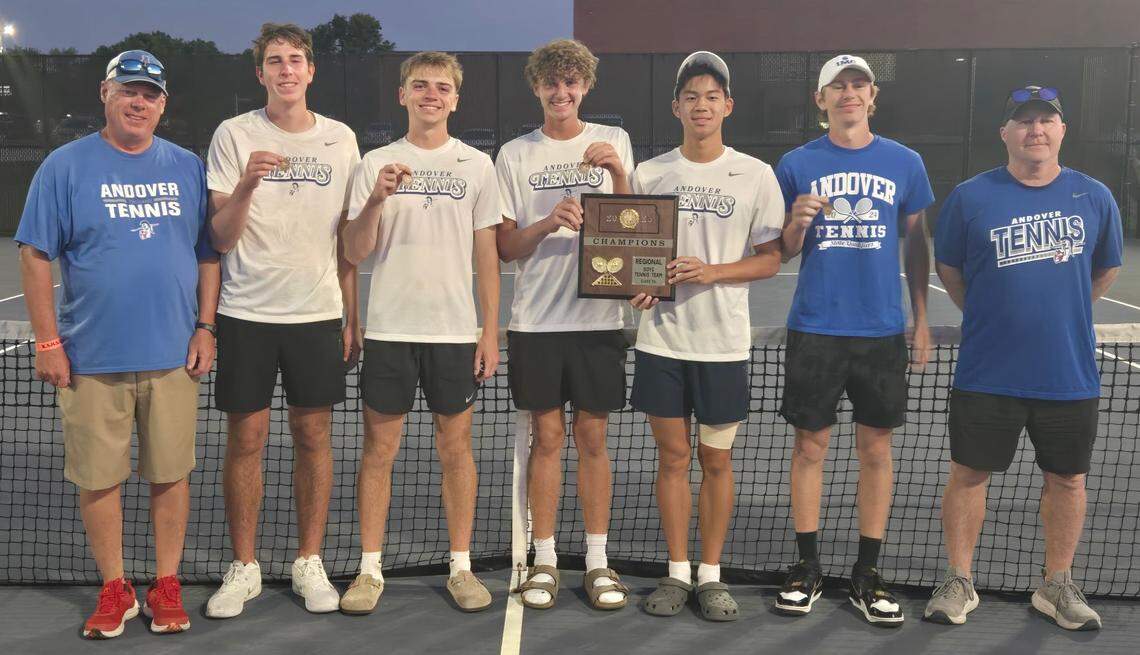 The Andover boys tennis team won the Class 5A regional team championship in Arkansas City on Saturday.