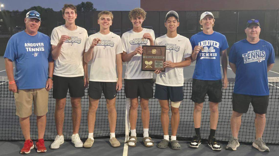 The Andover boys tennis team won the Class 5A regional team championship in Arkansas City on Saturday.