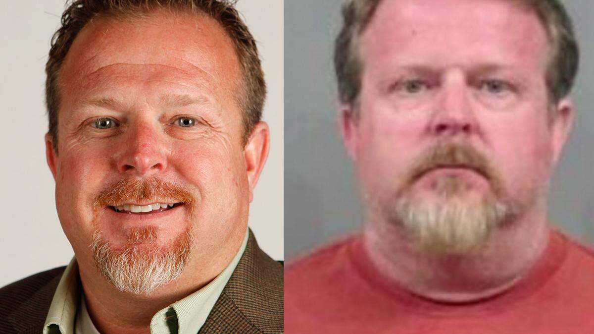 These photos show Jim Price, the House candidate, on the left in 2014, and Jim Price in a jail booking photo in May.