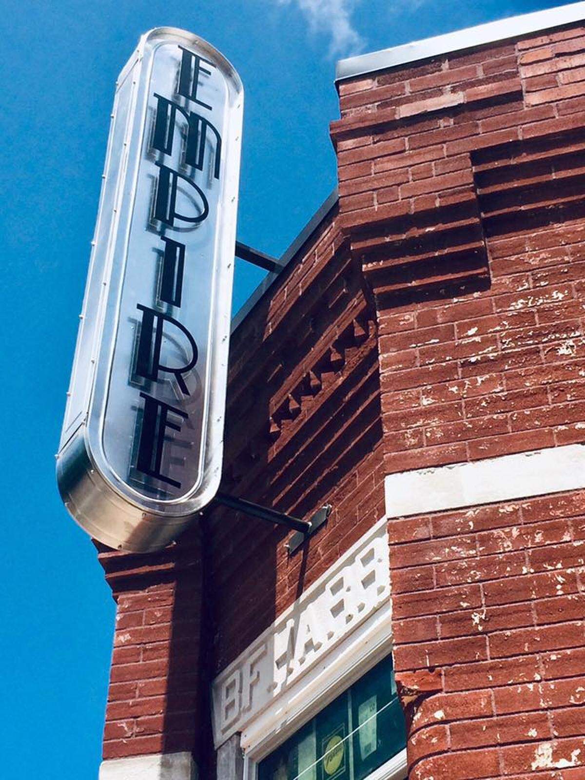 The art deco Empire Tacos sign now hangs in downtown Mulvane.