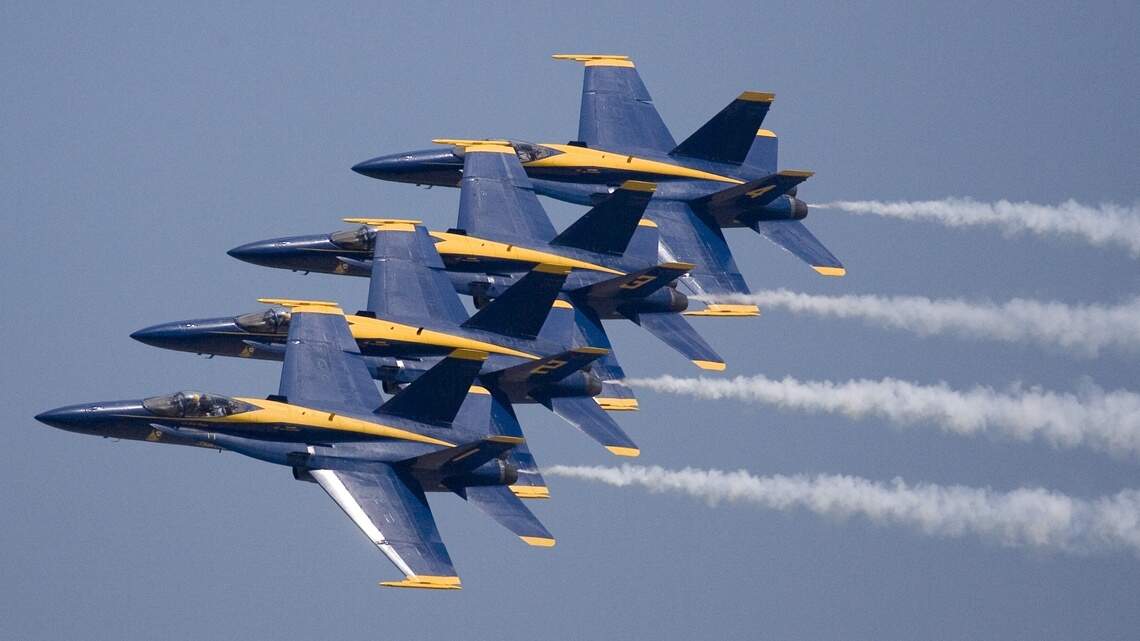 Look, up in the sky! Blue Angels at KC Air Show, glowing balloons at Liberty Memorial