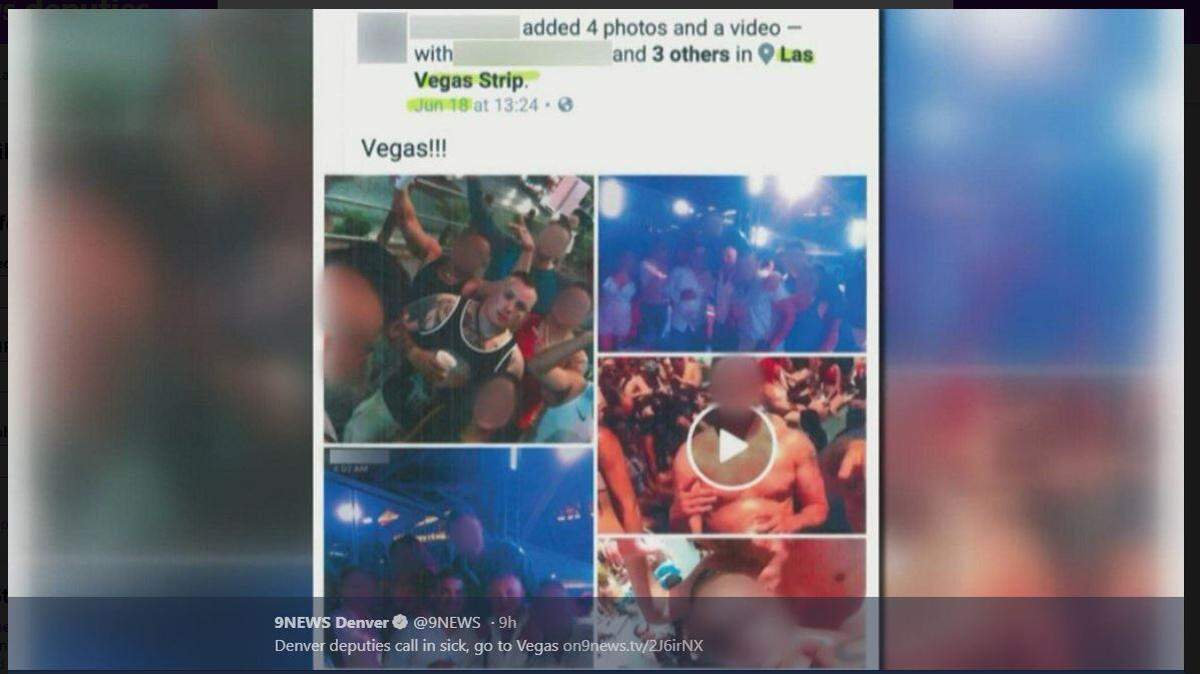 Deputies Daniel Trujillo and Diego Villalpando-Hernandez with the Denver Sheriff Department have been disciplined after photos they were tagged in on Facebook showed they were in Las Vegas after calling in sick, records show.