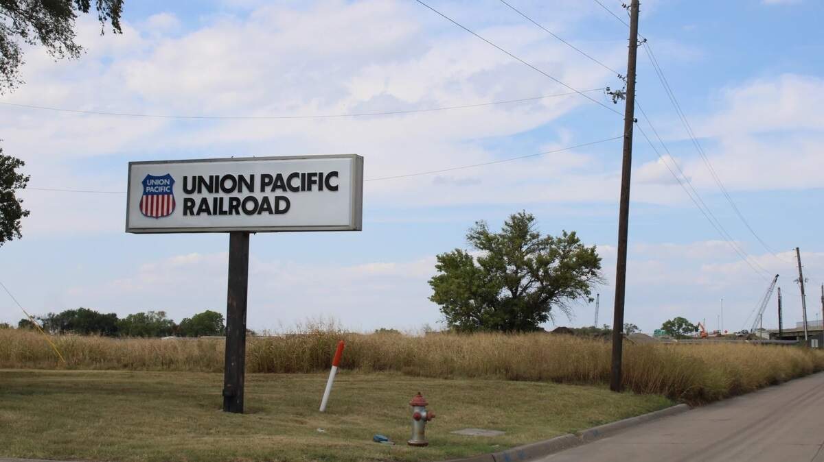 Union Pacific Railroad’s sign on New York Avenue, just east of I-135 and north of 21st Street.