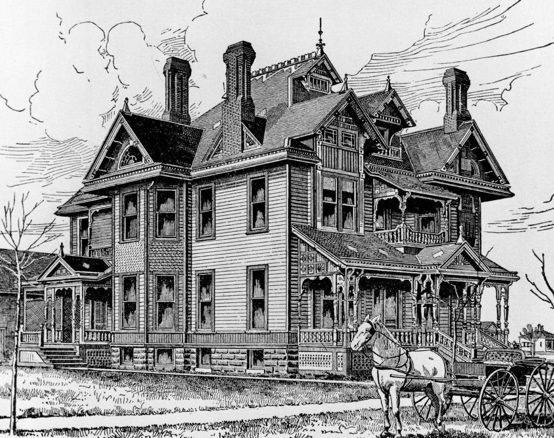 A sketch of the Sternberg Mansion when it was first built