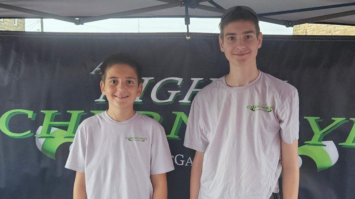 Augusta brothers Dylan Warren, left, and Caleb Warren created a card game called At-Night Chernobyl that will make its gaming convention debut during the 10th annual TsunamiCon this weekend.