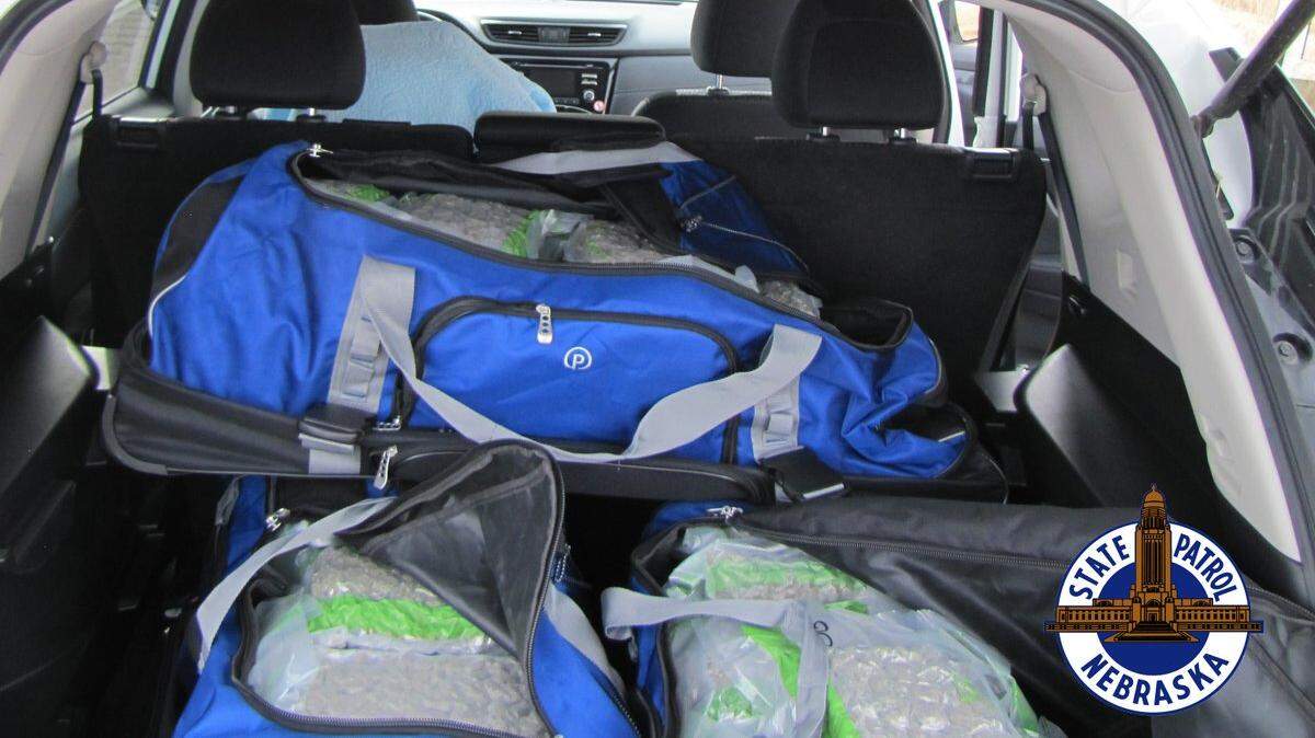 Troopers seized 381 pounds of marijuana worth over $1 million in two traffic stops 5 minutes apart on Wednesday.