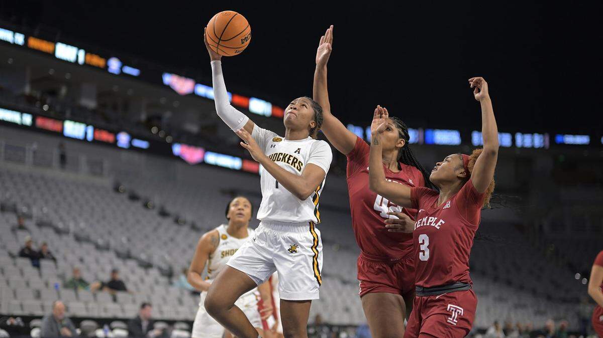 Wichita State guard D.J. McCarty scored a team-high 18 points to lead the Shockers to a 71-61 win over Temple in the opening round of the AAC tournament at Dickies Arena in Fort Worth on Monday afternoon.