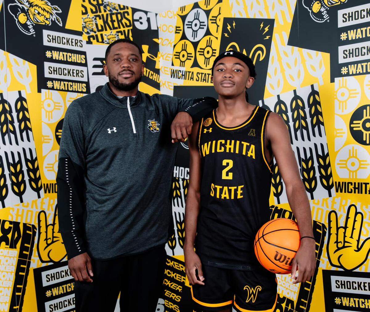 Pierre Couisnard with his father, P.J., who are both at Wichita State now.