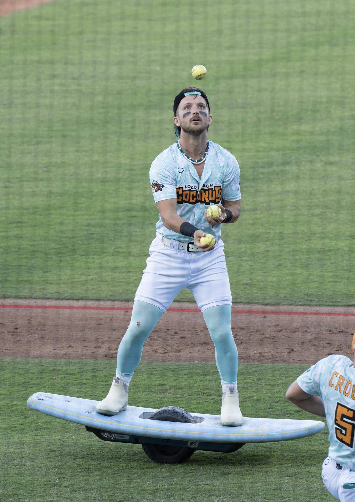 The Loco Beach Coconuts and Firefighters are two of six teams that make up the Banana Ball Championship League that played the first of a three-game series at Equity Bank Park on Thursday night. Attendance at the game was 11,400 people.