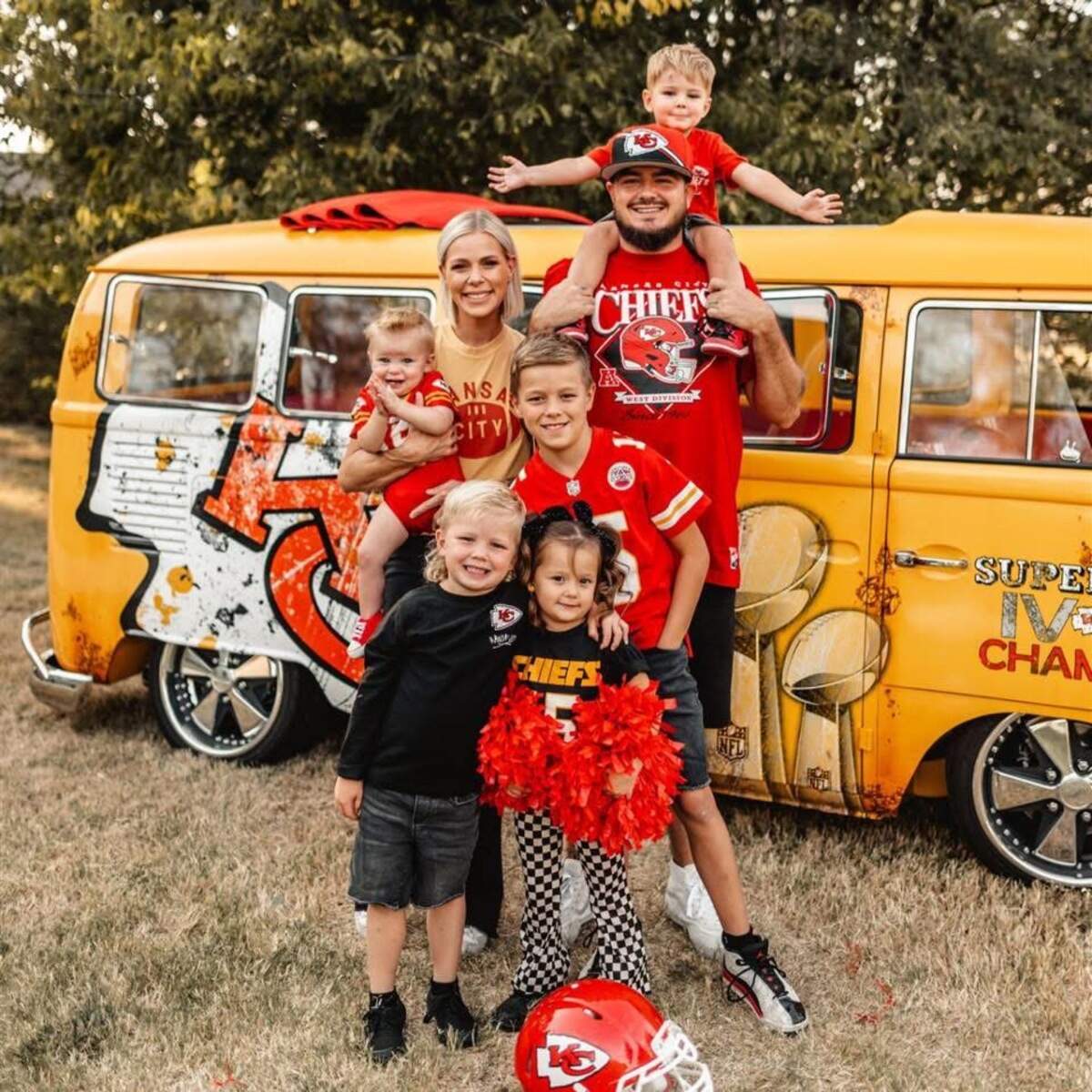 Ashli Enders, holding Banx, and Dillon Enders, holding Brixton, are opening Play & Party Co. for families with children of all ages to have fun and hold parties. Also pictured are their children Beckett, center, Braven, left, and Vayda, right.