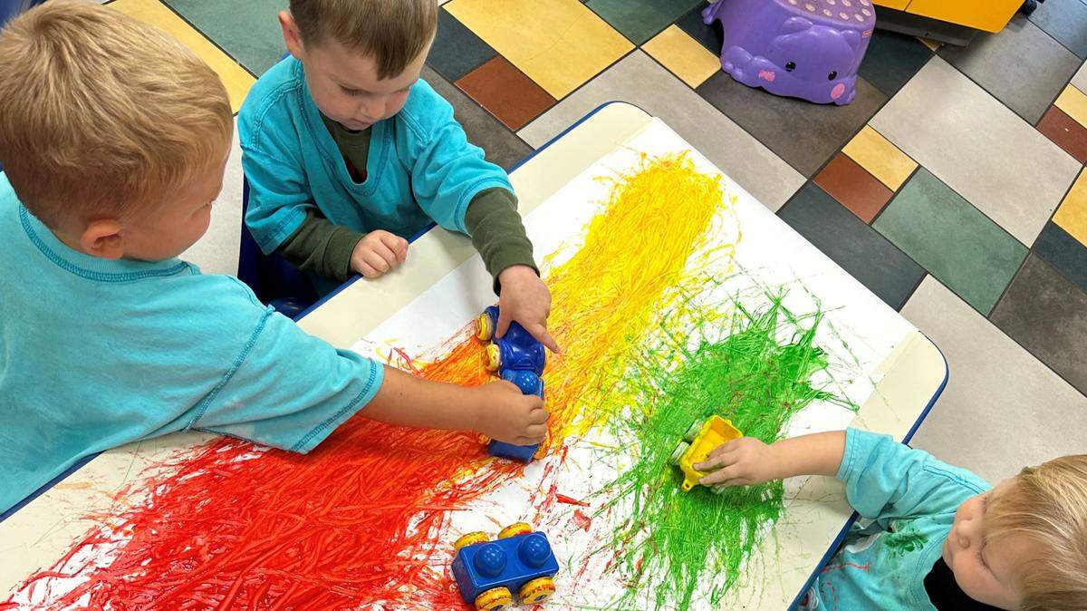 Children paint at the Richard A. DeVore South YMCA’s Early Learning Center. The child care center will be completely renovated beginning in October and they will be to offer daycare to more children.