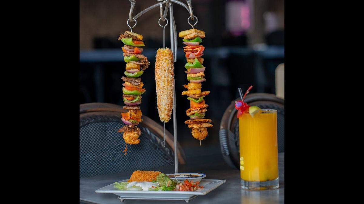 Viva Tacos & Tequila has several unique items on its menu, including one called Viva Trompo. It includes marinated pork skewers served on a trompo stand.