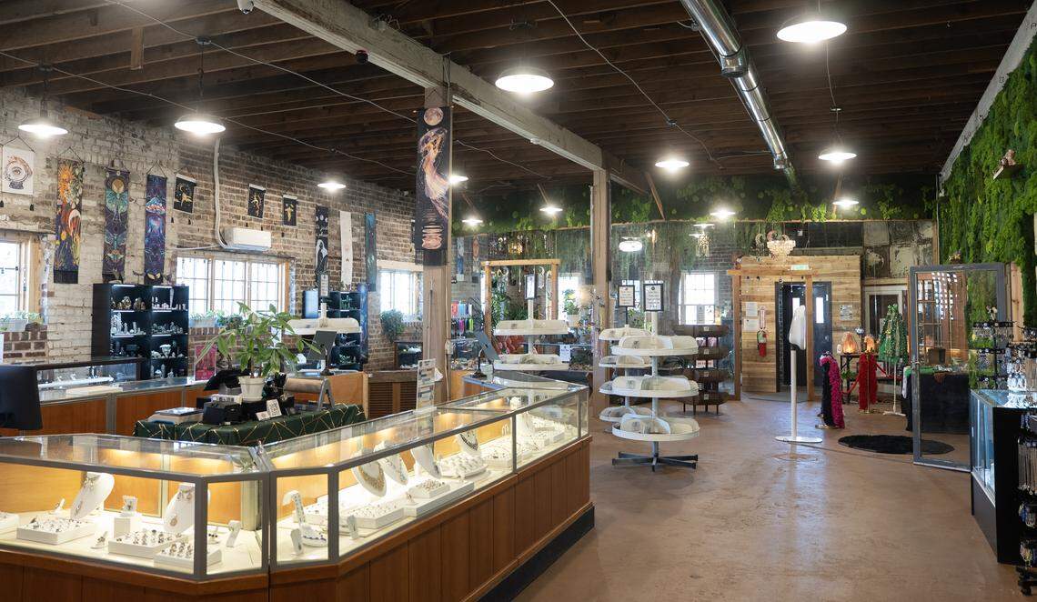 A jewelry island is a central point of the new Connect with Source store downtown.