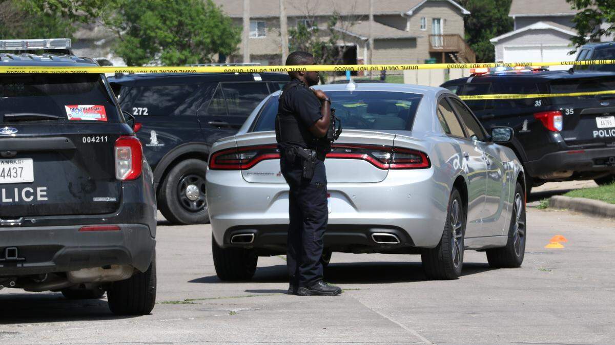 Police taped off the front side of the New Life Church and Outreach Center in east Wichita after a shooting broke out during a funeral on June 16, 2023.