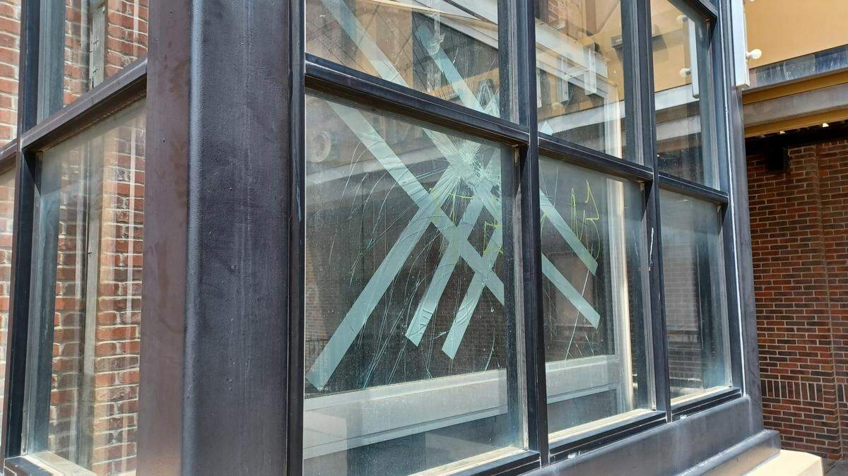Wichita’s glass elevator for the Old Town Square parking garage has been heavily damaged for months without being repaired after the glass was shot out.