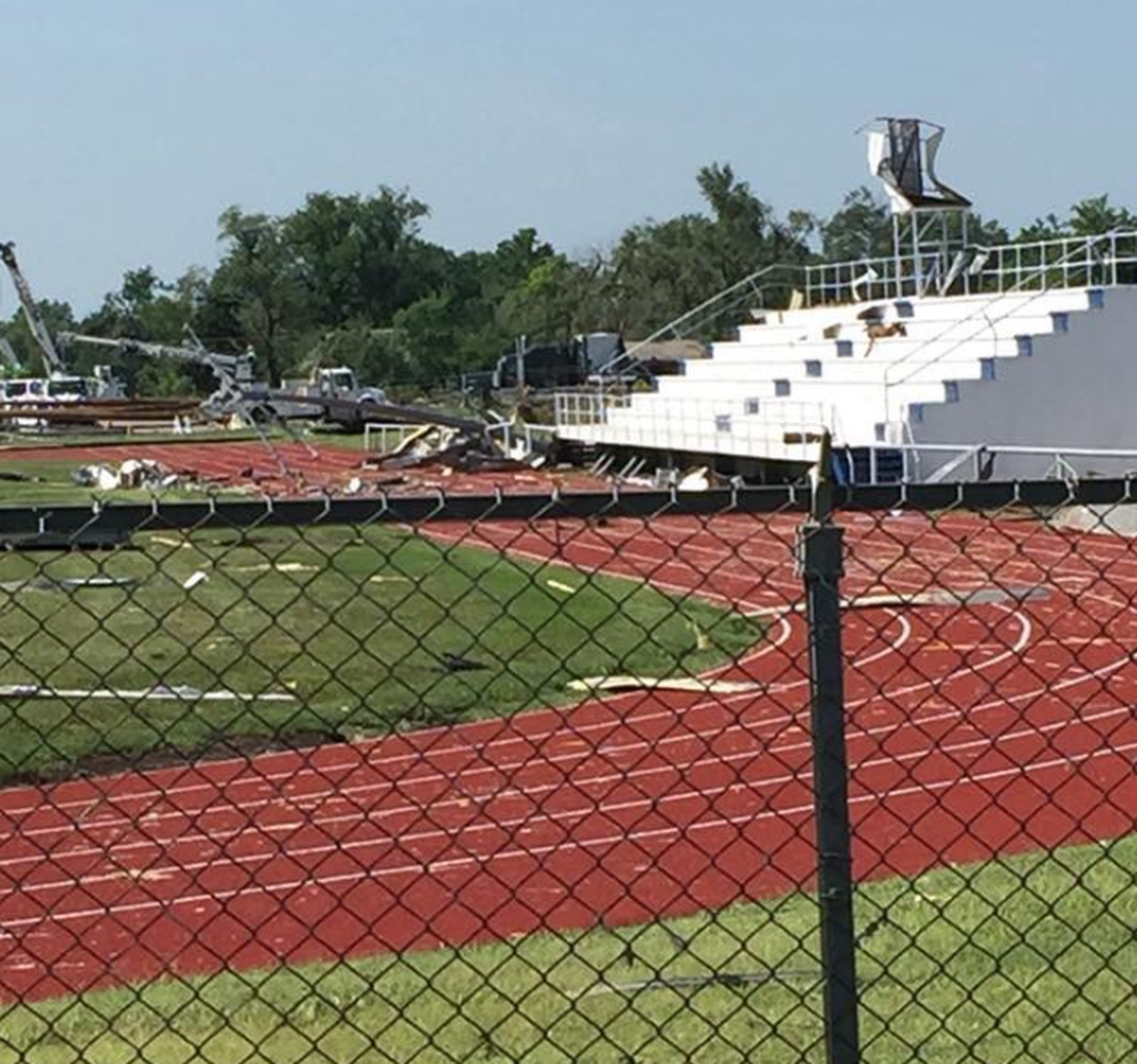 The Eureka High School football bleachers had bad damages after an EF-3 tornado hit the city June 26.