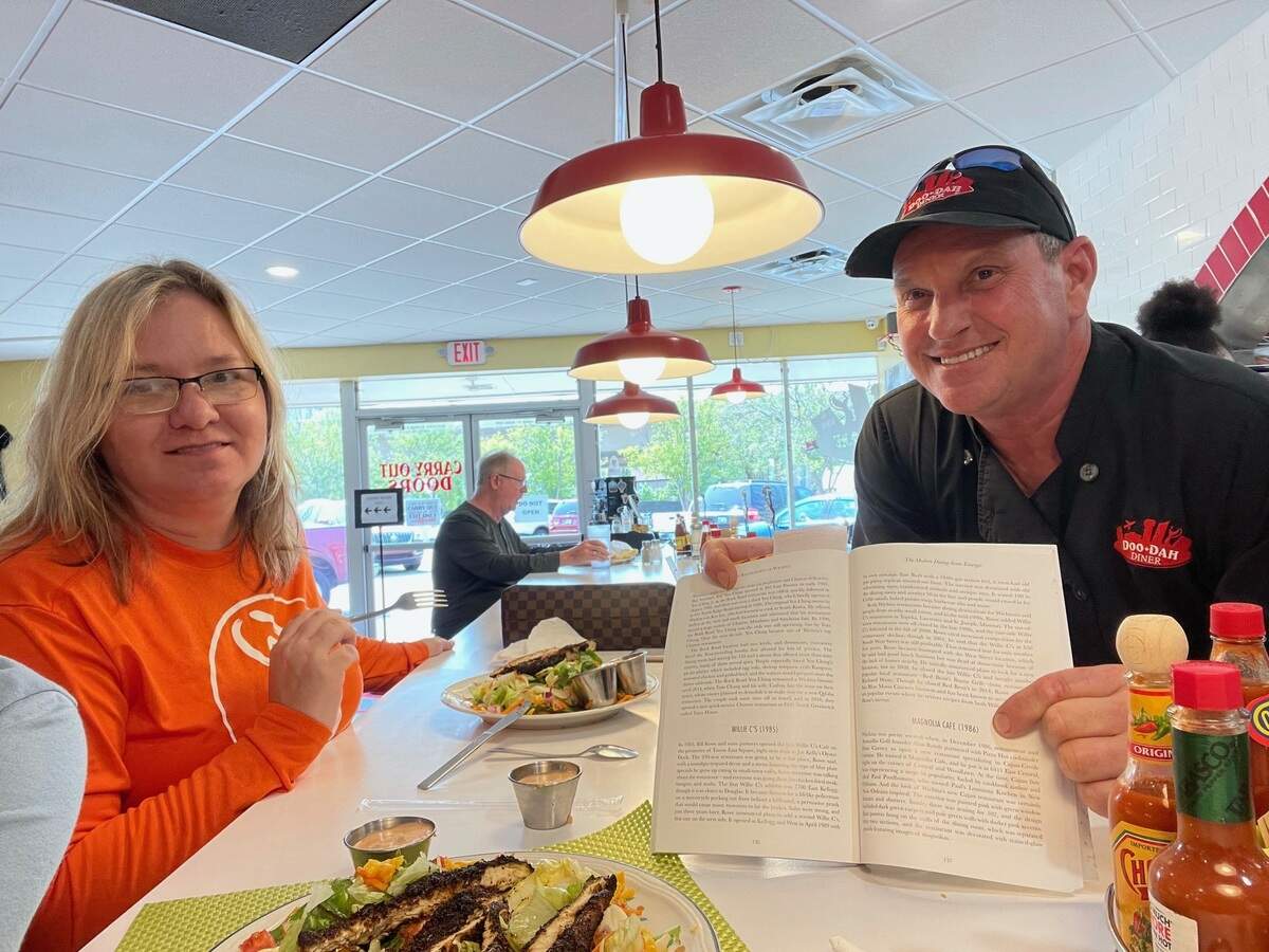 Patrick Shibley, right, recently recreated the Hazel salad dressing from Magnolia Cafe at his Doo-Dah Diner, 206 E. Kellogg. In a couple of weeks, he’ll prepare a whole buffet of dishes once popular in long gone Wichita restaurants.