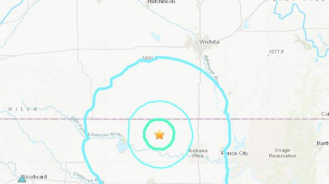 An earthquake near the Kansas and Oklahoma state line hit late Monday morning.