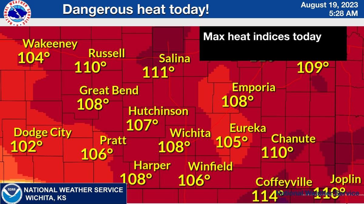 The National Weather Service in Wichita is forecasting “very dangerous heat” that is starting Saturday and going well into next week.