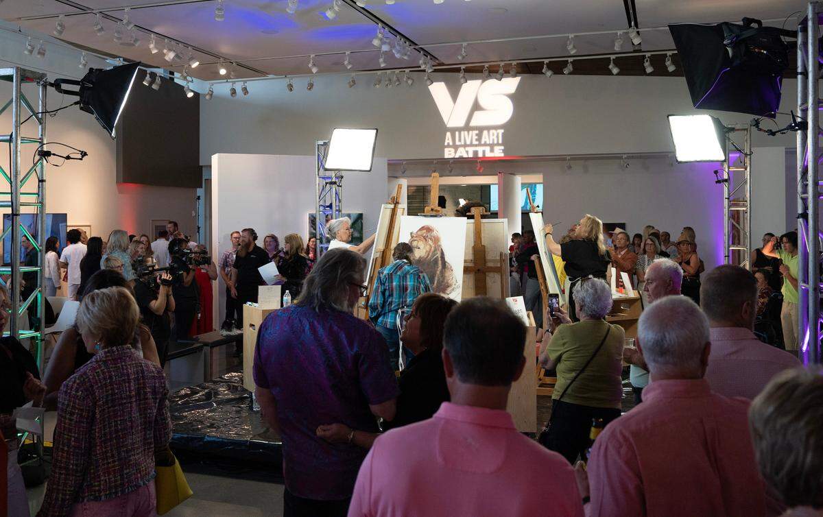 Artists compete in “Versus: A Live Art Battle” at Mark Arts. Each artist had 20 minutes to make a creation in front of a live audience during the fundraiser for Mark Arts.