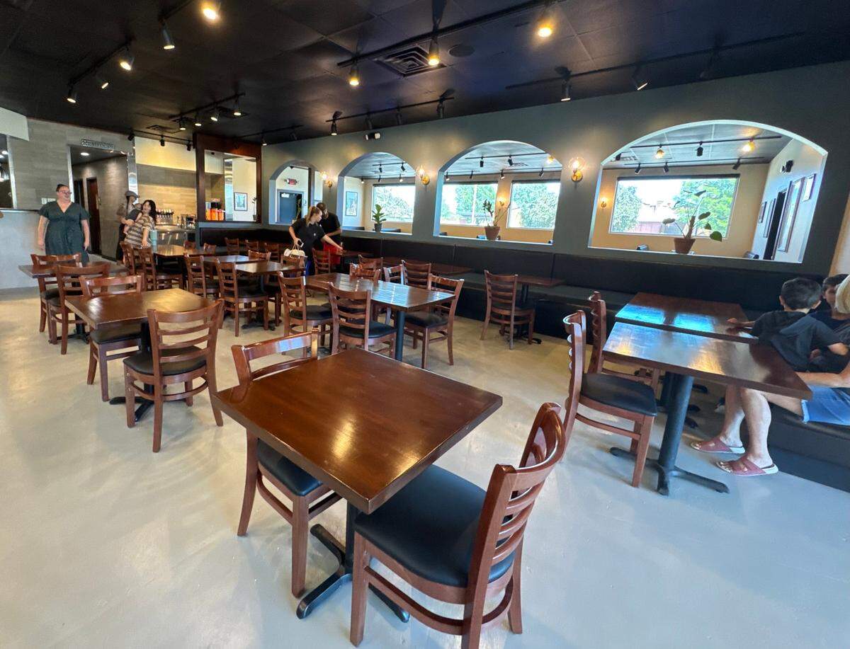 The dining room at the new N&J Mediterranean Bar & Grill at 8448 W. Central will be open to customers on Friday, June 27.