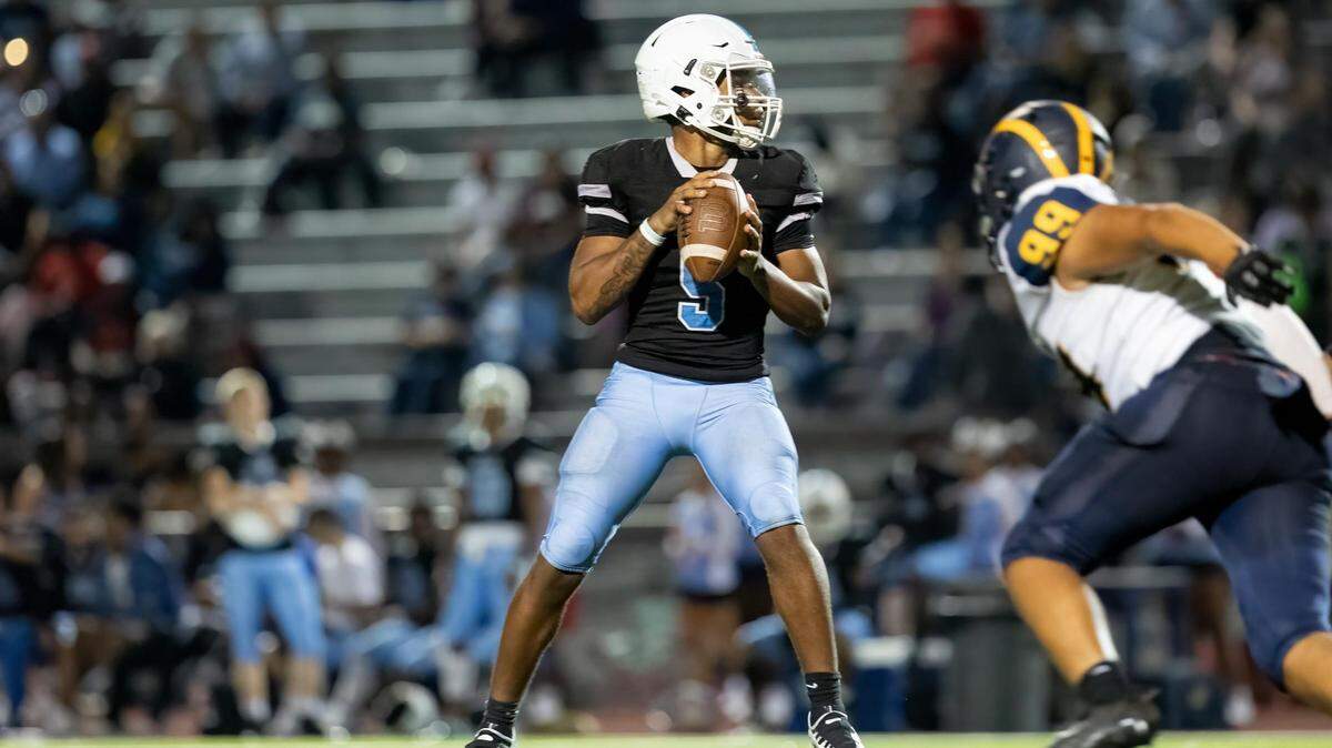 Junior quarterback Dae’Onte Mitchell is the career passing yards leader in the Wichita East football program. The Blue Aces play No. 1 Manhattan in the second round of the Class 6A playoffs on Friday.