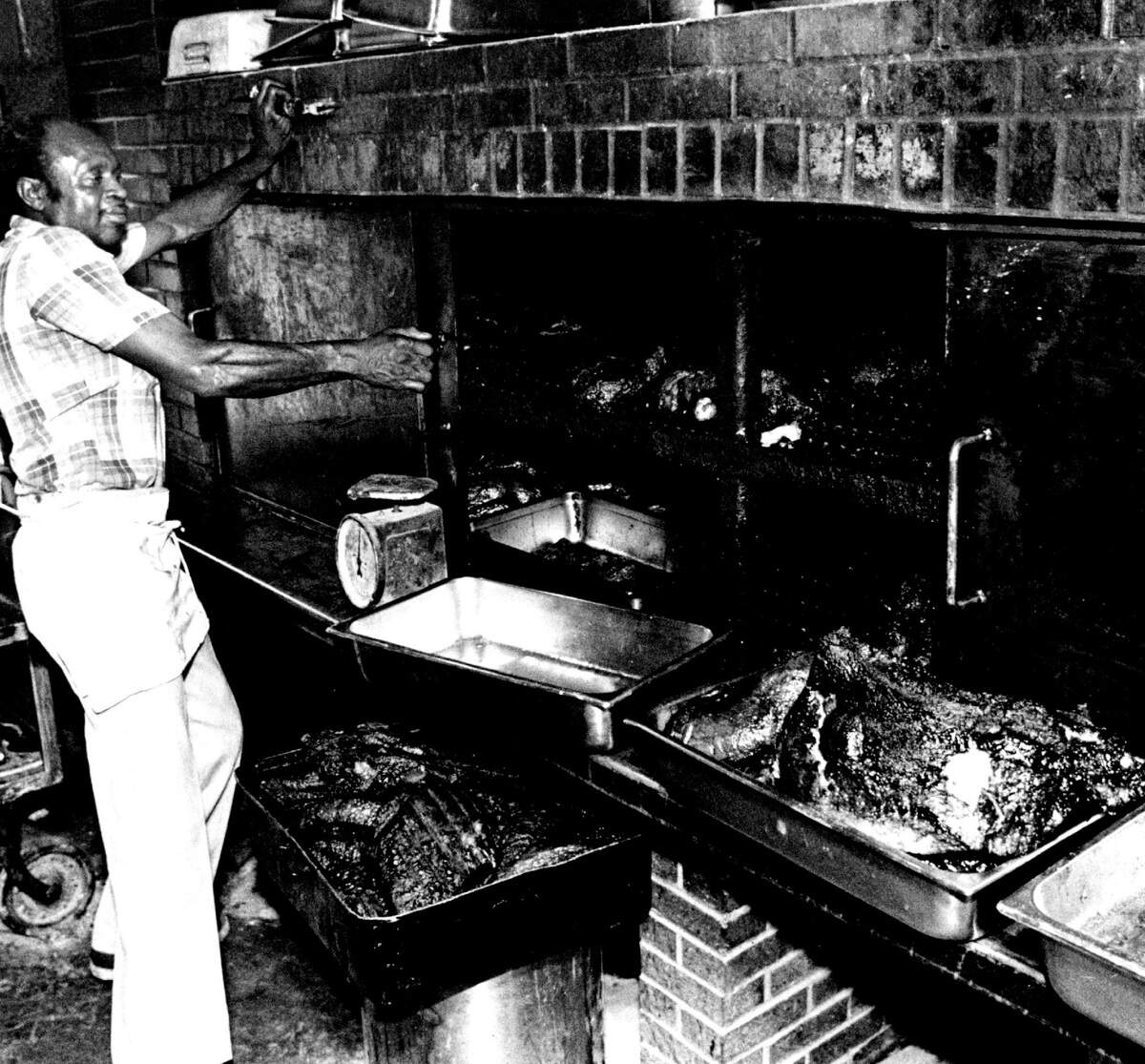 A photo of Jim Williams when he owned Adams Barbecue in 1984
