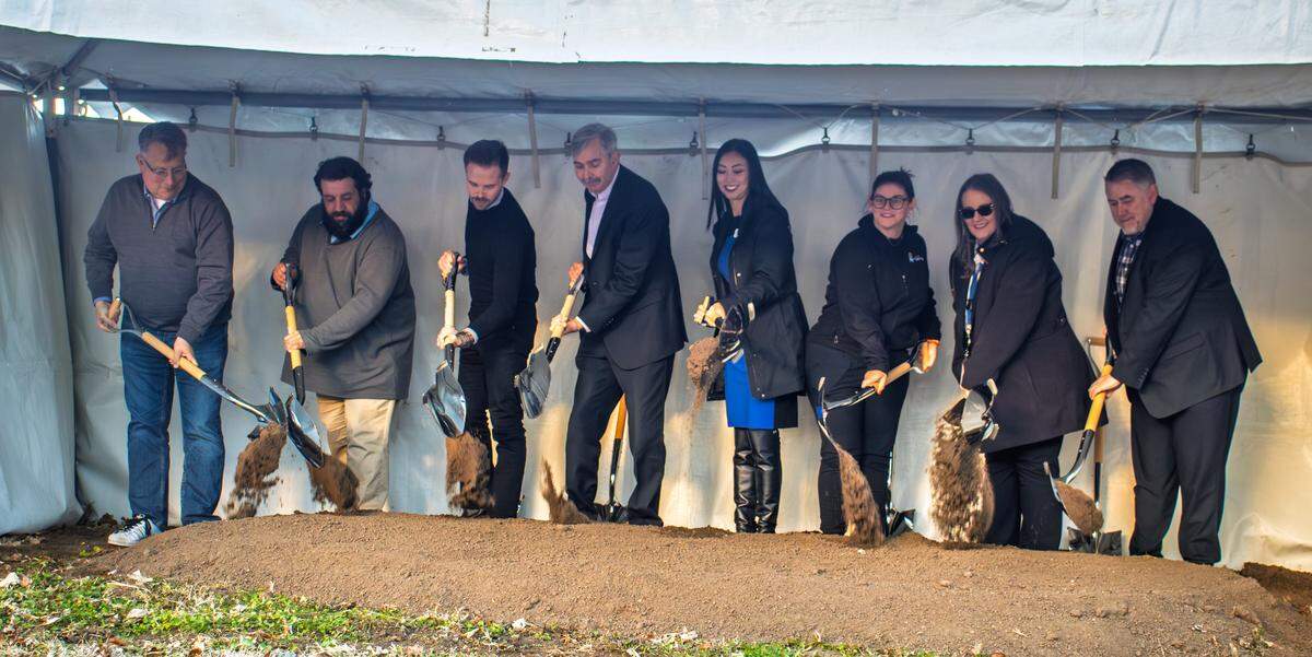 Wichita Mayor Lily Wu, other city officials, and United Way and Second Light representatives break ground on Park Landing on Dec. 10, 2025. The project, once completed in 2027, will offer services year-round.