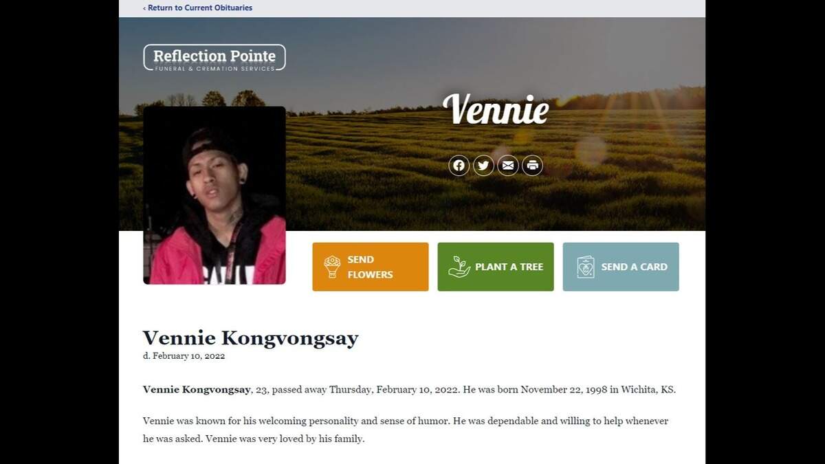 Vennie Kongvongsay, 23, died after he was shot in Haysville on Feb. 10, 2022.
