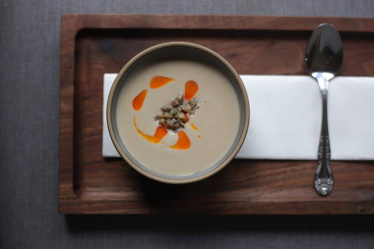 The soup from the seasonal dinner menu at Elderslie Farm