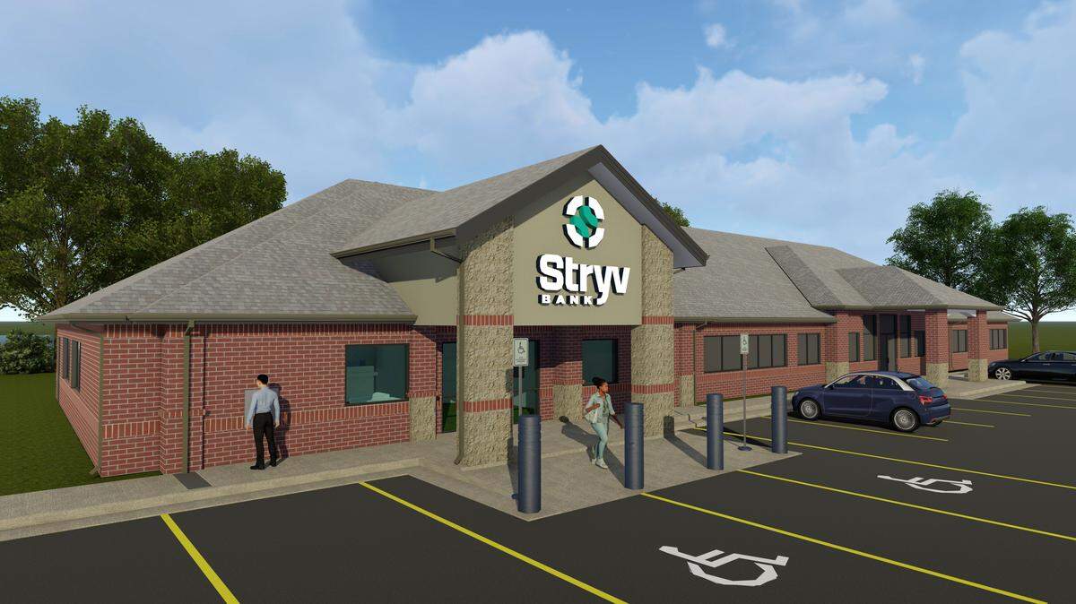 This illustration shows what the remodeled building at 3527 N. Ridge Road will look like when remodeling is complete. Stryv Bank will have offices and a retail bank branch there.