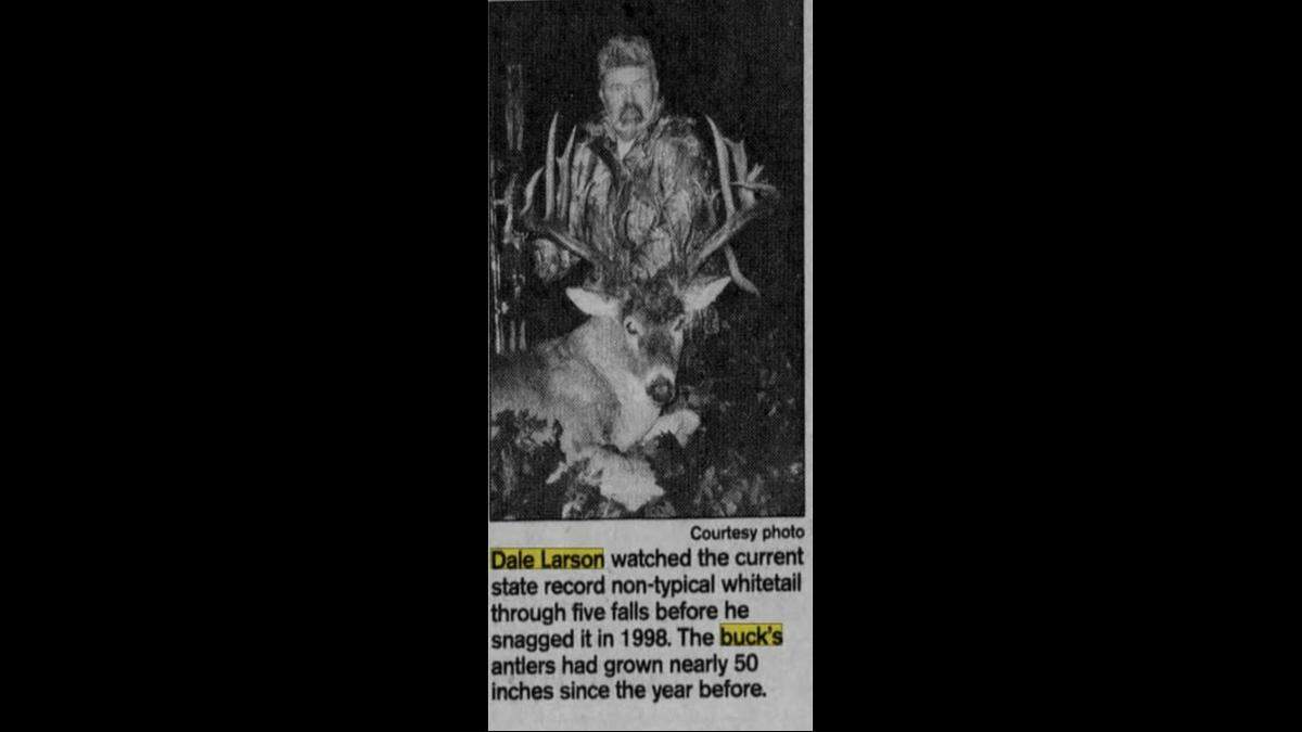 Dale Larson poses with his deer in this 1998 photo that he shared with The Eagle in 2003.
