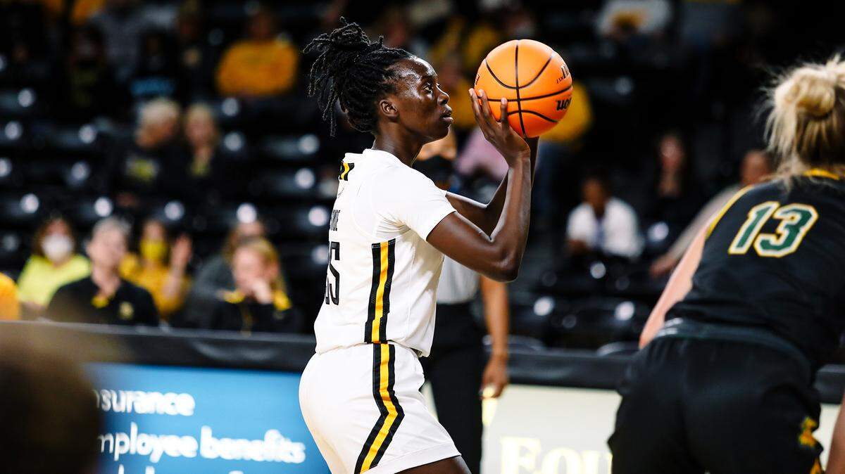 Jane Asinde was one of the top junior college players in the country last season and is already making a strong impression in her first year with the Wichita State women’s basketball team.