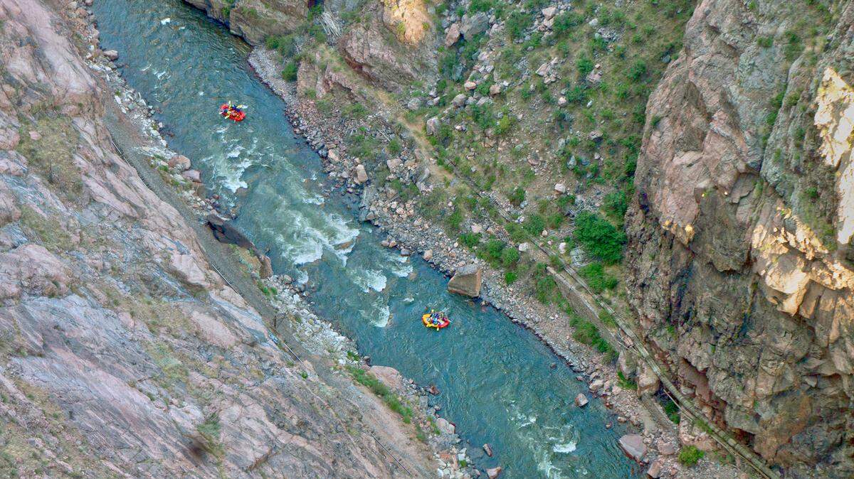 The Arkansas River flows through the Royal Gorge in Colorado.