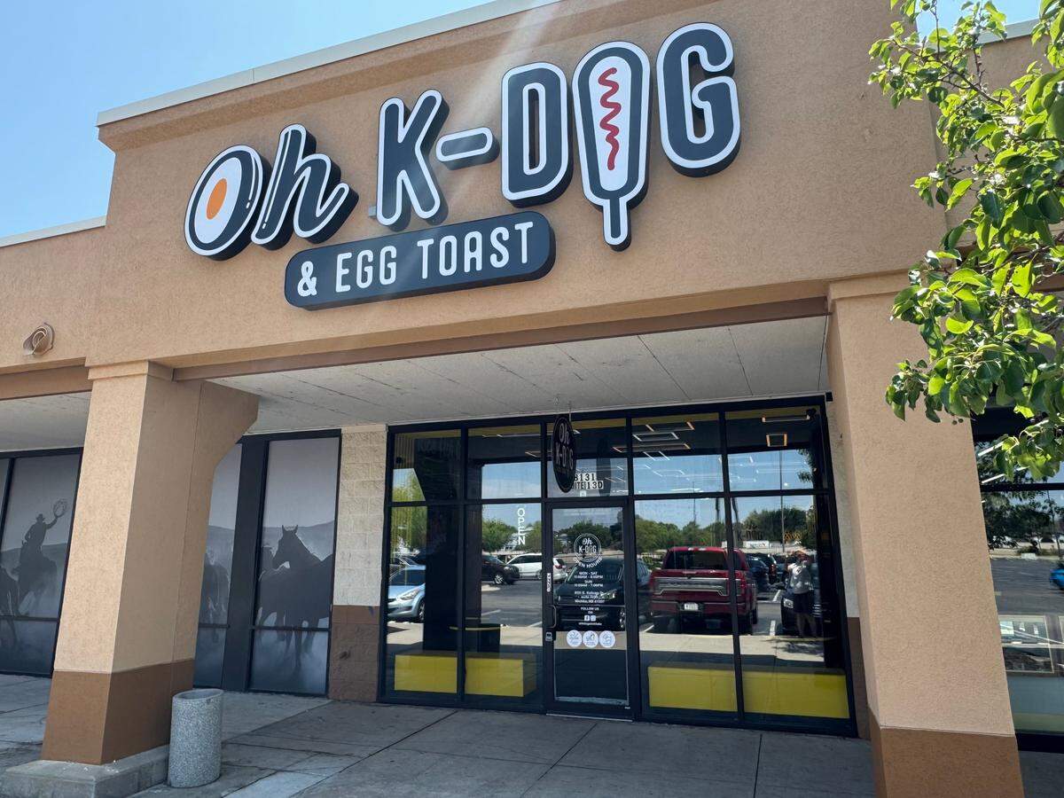 Oh K-Dog is located between Boot Barn and HobbyTown in Eastgate Shopping Center, Kellogg and Rock.