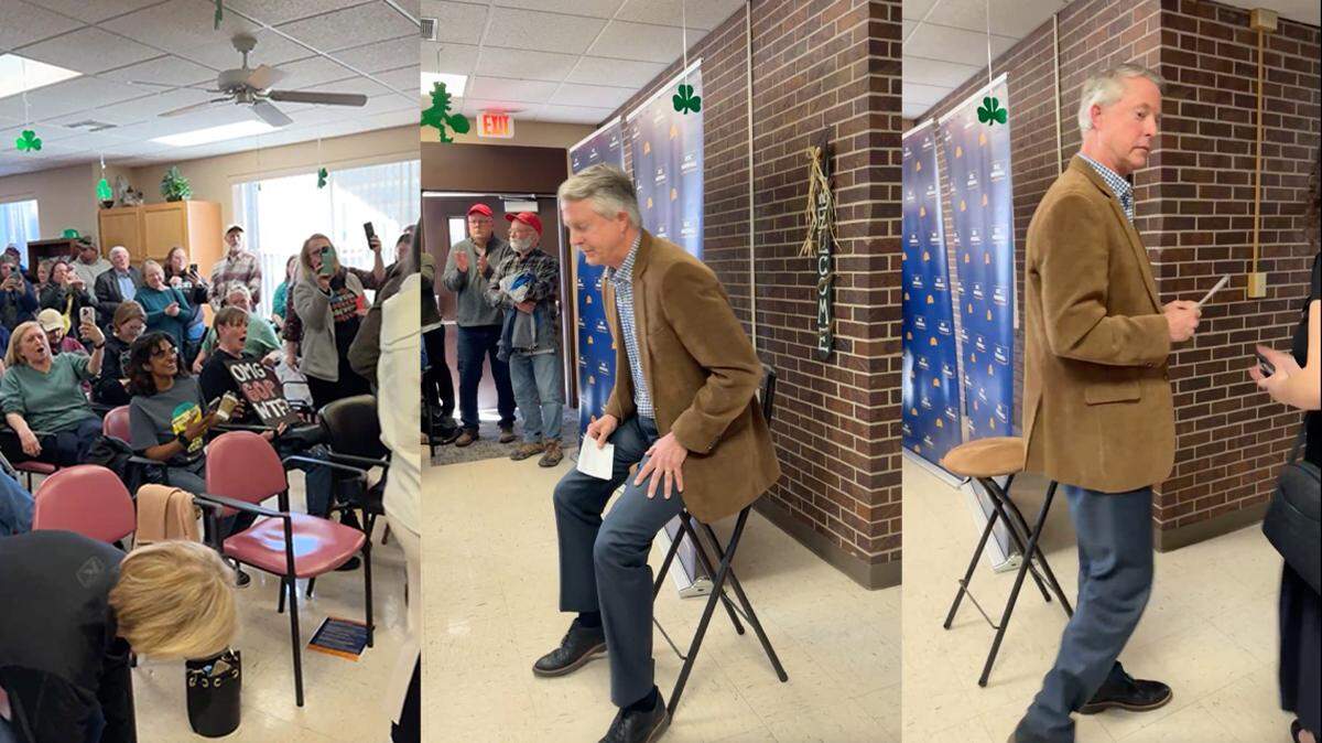 Sen. Roger Marshall’s early exit on a town hall meeting in Oakley was an unforgettable moment in politics 2025. Marshall left early rather than answer a difficult question about the Trump administration’s widespread firings of federal workers and its impact on military veterans.