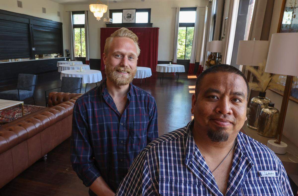 Jimmy Vo, right, and William Cody Lonergan are the operators of Odd Fellow Hall in Delano.