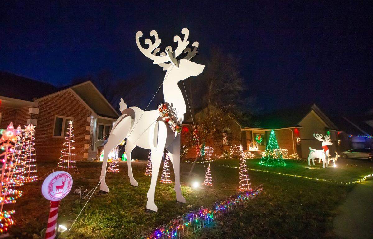 Neighbors on Firefly Lane in west Wichita always decorate their street with large wooden reindeer during Christmas. The street is near the popular Candy Cane Lane display near 119th and Central.