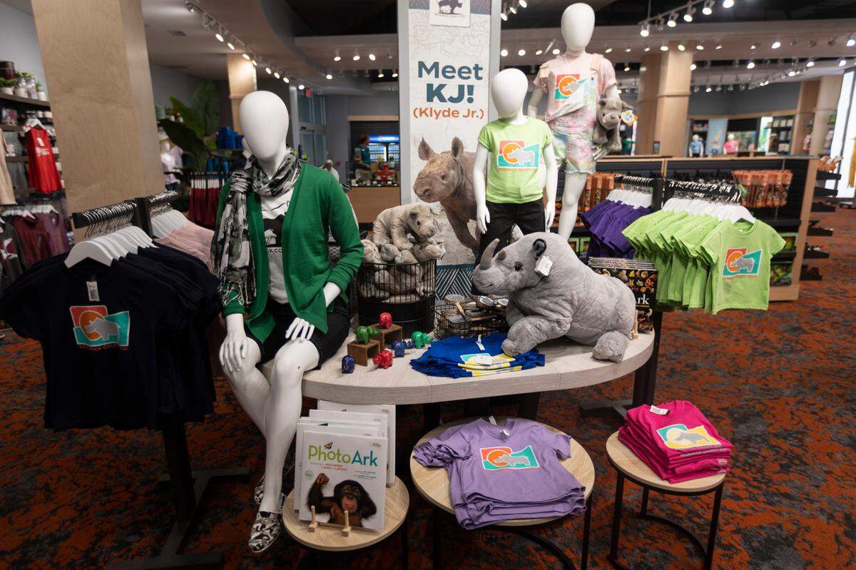 KJ, a four-month-old black rhino, is so popular at the Sedgwick County Zoo, he has his own merch table in the gift shop.