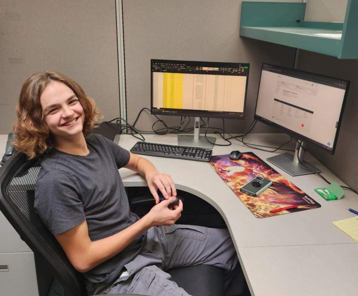 Silas Eichbauer at his internship at GT Midwest.