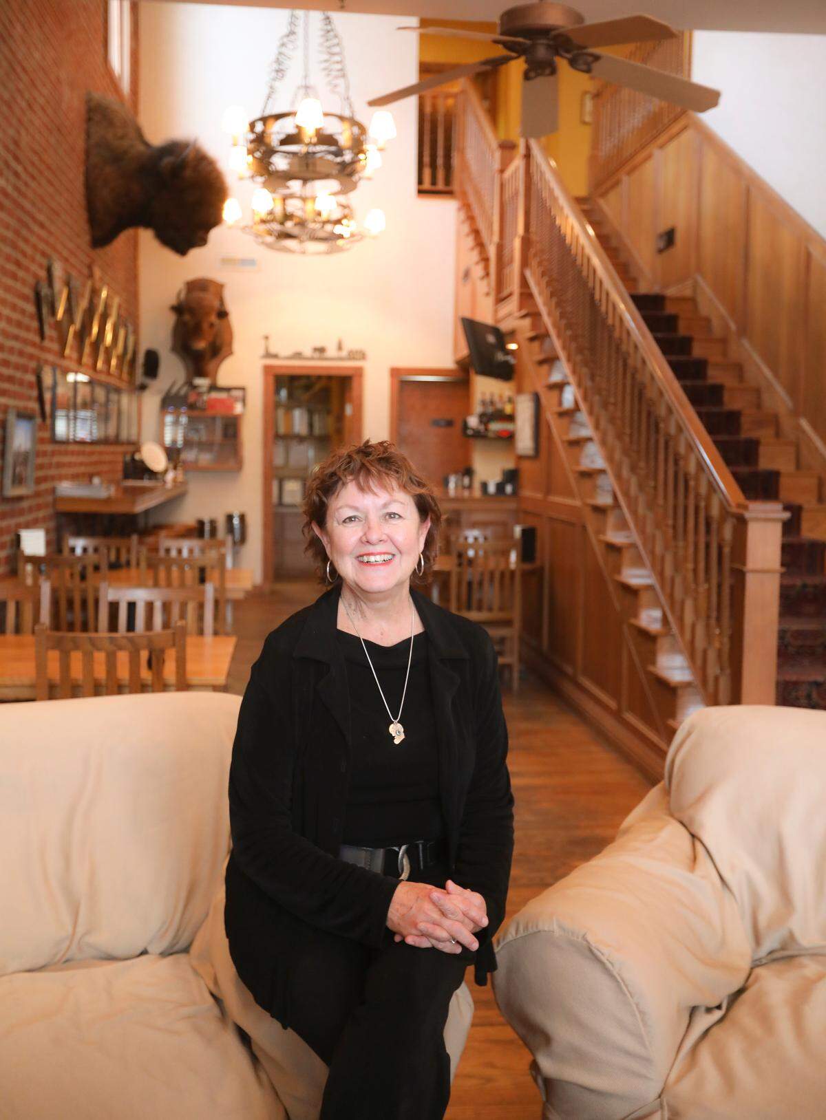 Suzan Barnes, proprietor of The Grand Central Hotel and Grill in Cottonwood Falls, is selling the hotel and restaurant, which was saved and restored in 1995.